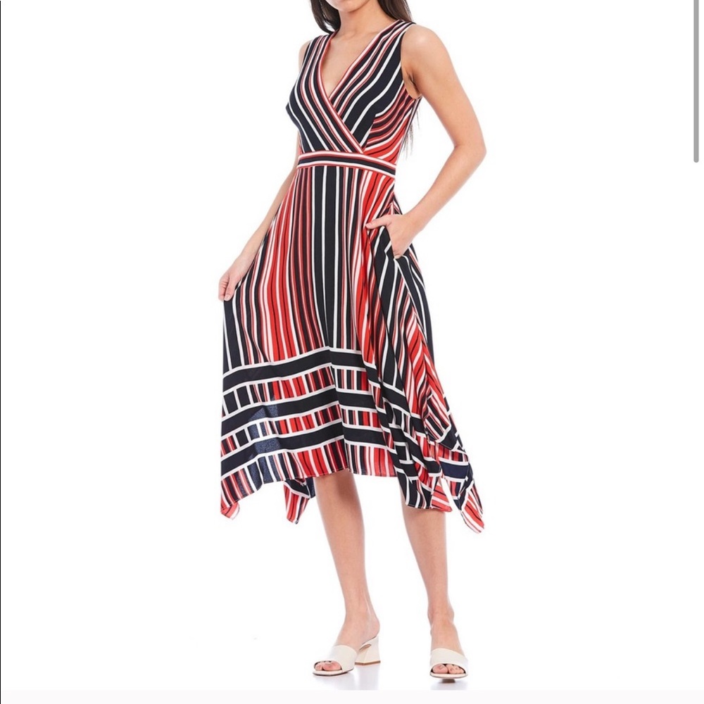 Karl Lagerfeld Striped handkerchief hem midi dress